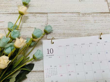 10月カレンダー 緑の花 10月カレンダー 緑の花 10月,10月カレンダー,カレンダーの写真素材