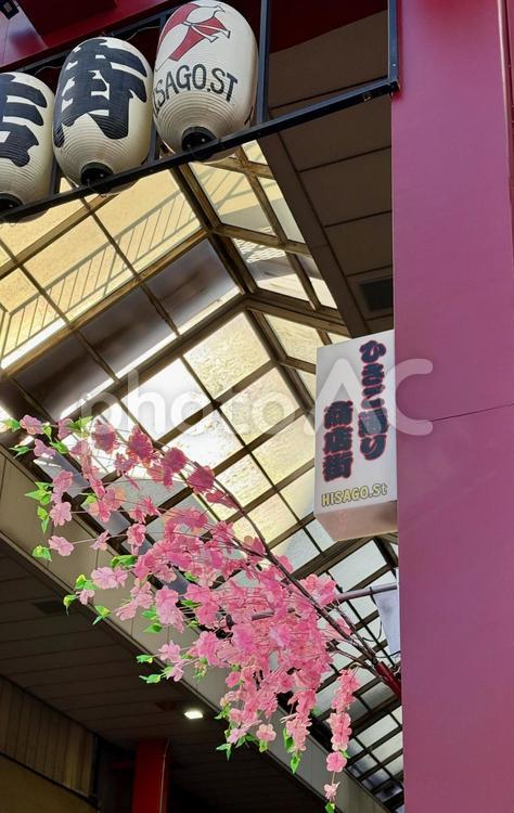 浅草　ひさご通り商店街 ひさご通り,柱,屋根の写真素材