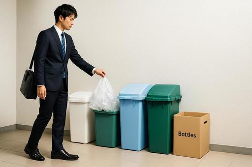 出勤前のゴミ捨て 出勤前のゴミ捨ての写真