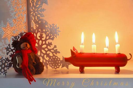 北欧 クリスマスキャンドルとメッセージの写真