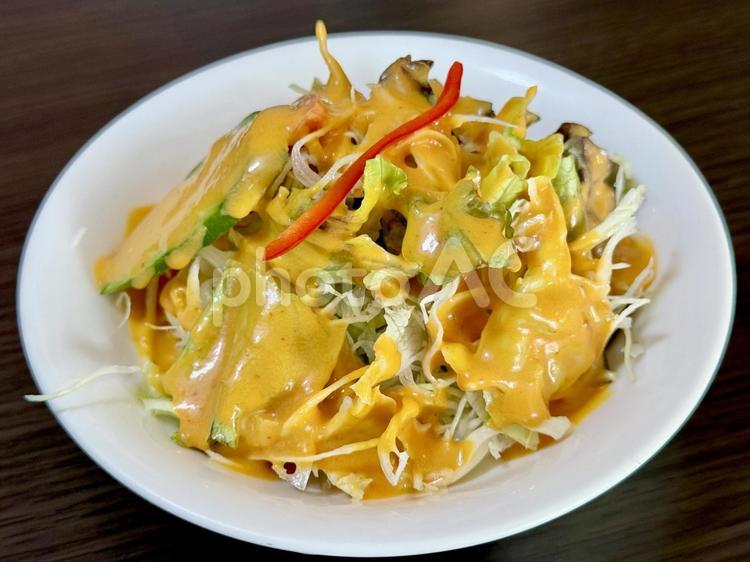 インド料理屋のサラダ ドレッシング,スパイシー,喫茶店の写真素材