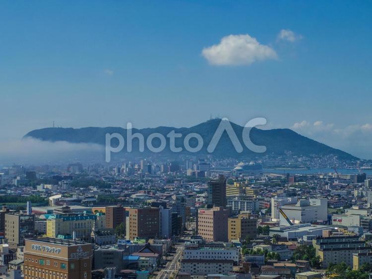 【北海道】五稜郭タワーから見た函館市内 五稜郭タワー,函館市,函館山の写真素材