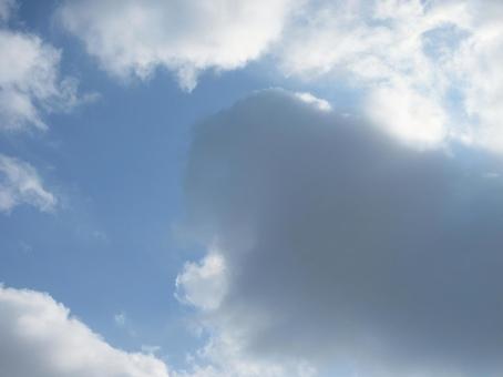 初秋の青空に浮ぶ黒い雲 初秋の青空に浮ぶ黒い雲の写真