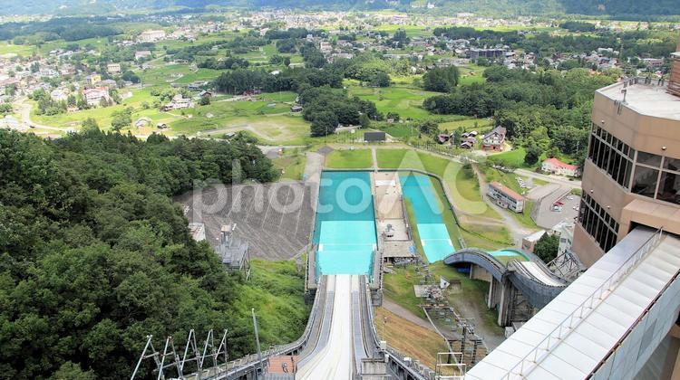 夏の白馬ジャンプ競技場からの眺望 白馬ジャンプ競技場,夏,ノーマルヒルの写真素材