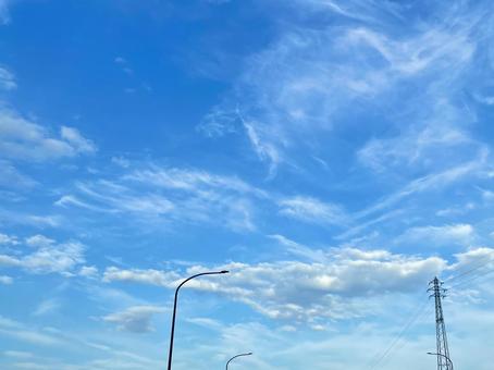 雲のある青い空 空,晴れ,天気の写真素材