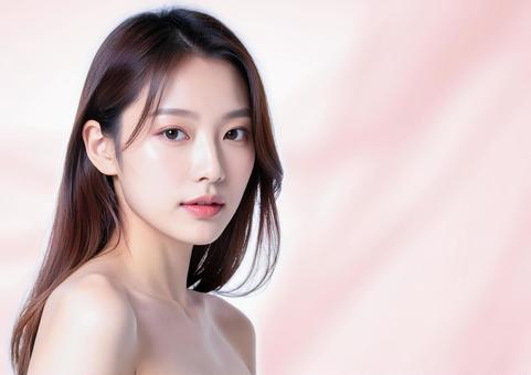 美容イメージ・クールな表情の女性_ピンク 美容イメージ・クールな表情の女性_ピンクの写真