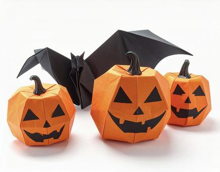 ハロウィン ジャックオランタン 折り紙 ハロウィン ジャックオランタン 折り紙 ジャック・オ・ランタン,笑顔,カボチャの写真素材
