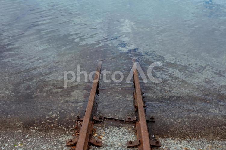 洞爺湖の湖底線路 湖底線路,洞爺湖,海中線路の写真素材