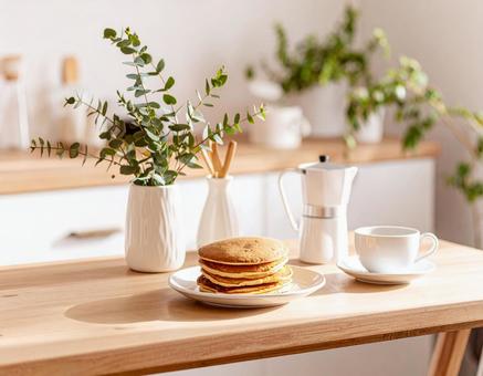 パンケーキとコーヒーの写真