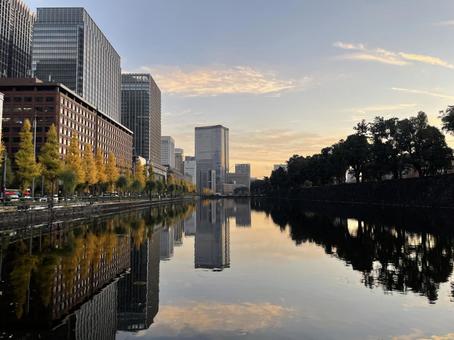 馬場先門から望む夕方日比谷の摩天楼群 日比谷,大丸有,有楽町の写真素材