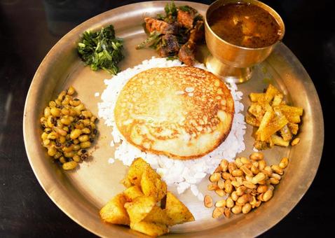 カジャセット　3 カジャ,ネパール料理,ネワール料理の写真素材