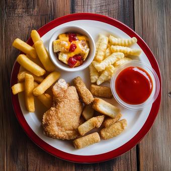 お子様ランチジャンクフードの写真