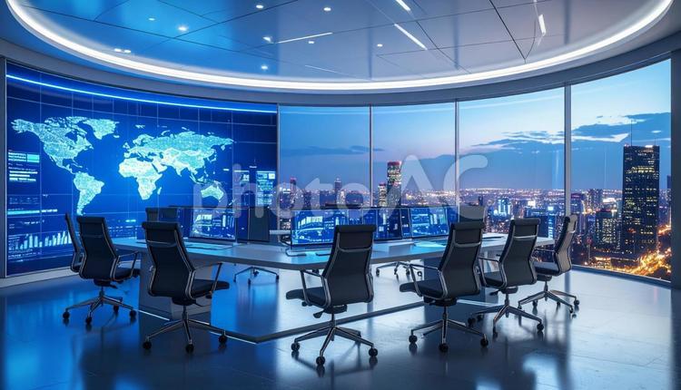 最先端IT企業、未来のオフィスのイメージ オフィス,it企業,現代風の写真素材