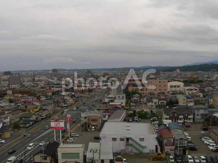 秋田市山王十字路周辺 シティ,全景,景色の写真素材