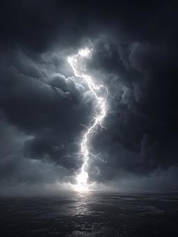 暗雲を裂く稲妻 暗雲を裂く稲妻の写真