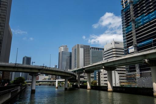 Dojima's buildings and expressway as seen from Watanabebashi Bridge, JPG Dojima's buildings and expressway as seen from Watanabebashi Bridge, JPG