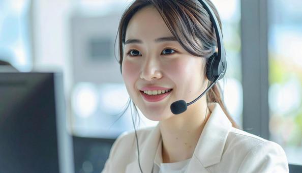 電話サポートのイメージ笑顔で対応する女性の写真
