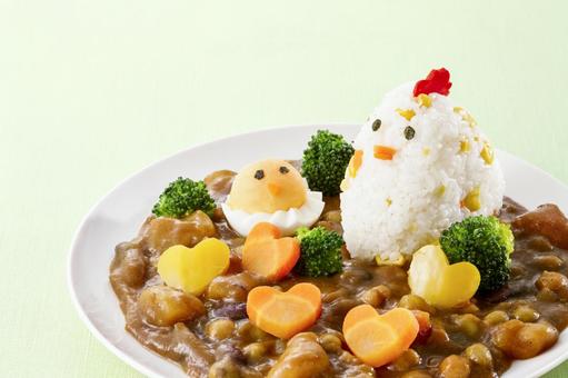 キャラクターカレー 鶏さんとひよこさん キャラクターカレー 鶏さんとひよこさんの写真