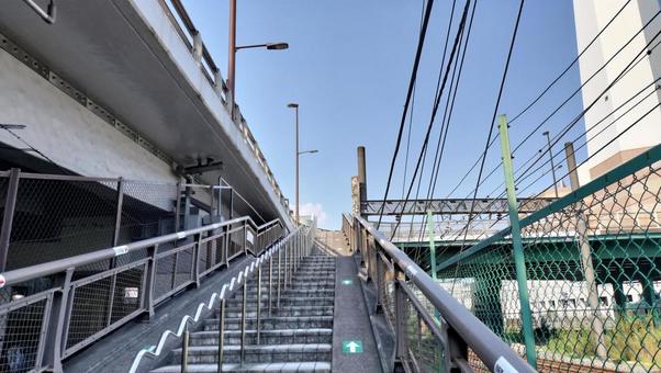 池袋駅北口周辺 池袋駅北口周辺 歩道橋,階段,フェンスの写真素材