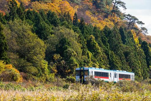 秋の陸羽東線⑸ 秋,紅葉,里山の写真素材