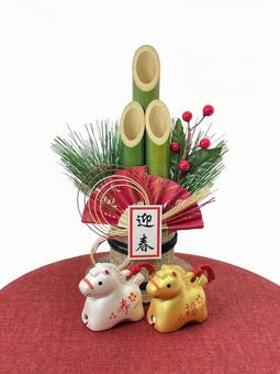 年賀状素材・干支・午年・門松 年賀状,年賀状素材,干支の写真素材