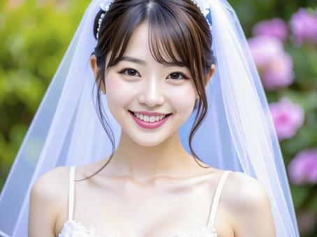 ウェディングドレスの若い女性 AI生成 ウェディングドレスの若い女性 AI生成の写真