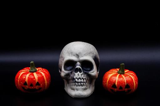 どくろとジャックオランタン どくろとジャックオランタン ハロウィン,怖い,恐怖の写真素材