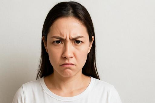 不機嫌・怒った表情の女性・怒り顔の表情 不機嫌・怒った表情の女性・怒り顔の表情の写真