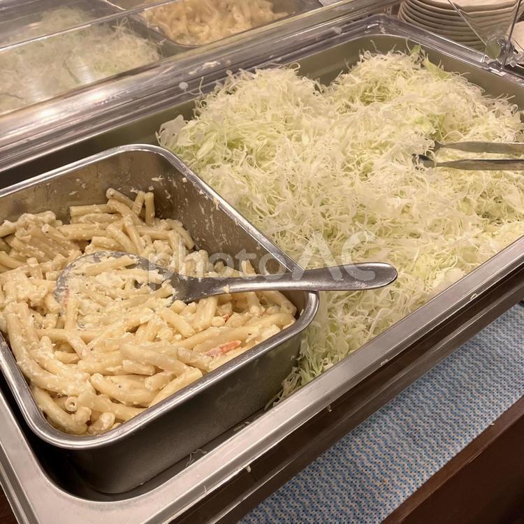 ビュッフェ　イメージ マカロニサラダ,ビュッフェ,キャベツの写真素材