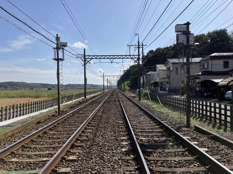 京成電鉄の線路風景（佐倉）の写真