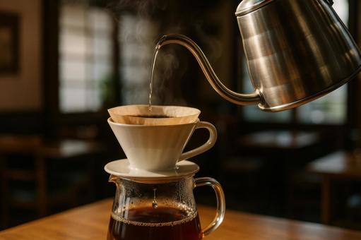 ドリップポットのコーヒー雫 ドリップポットのコーヒー雫の写真