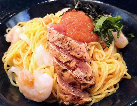 Grilled cod roe pasta 01, JPG Grilled cod roe pasta 01, JPG
