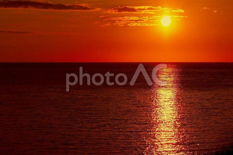 海と夕日 海,夕日,オレンジの写真素材