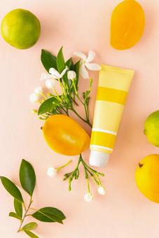 Tropical fruits and yellow tube, JPG