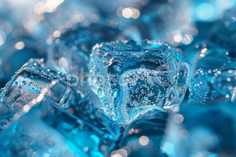 夏を感じるクールな氷の質感 氷,水滴,冷たいの写真素材