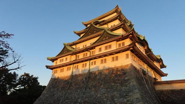 名古屋城　天守　大天守　夕映え 名古屋城,尾張徳川家,御三家の写真素材