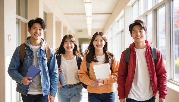 キャンパスライフを楽しむ大学生 キャンパスライフを楽しむ大学生の写真