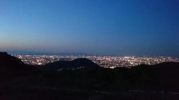 夕焼けの夜景 夕焼けの夜景の写真