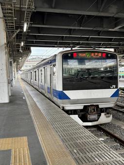 水戸線 E531系 普通列車 小山駅 水戸線,ローカル線,普通列車の写真素材