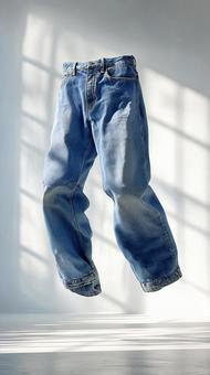 スタイリッシュに浮遊するジーンズ スタイリッシュに浮遊するジーンズの写真