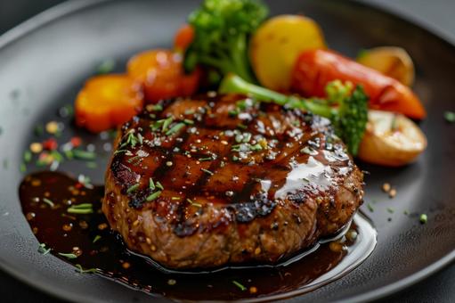 照り焼きハンバーグ 照り焼きハンバーグの写真