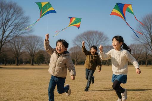 凧揚げをする公園 凧揚げをする公園の写真