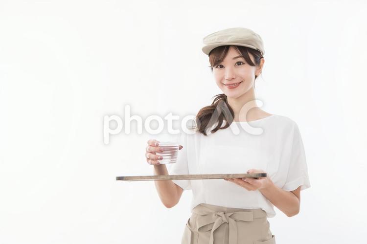 カフェ　店員 カフェ,女性,店員の写真素材