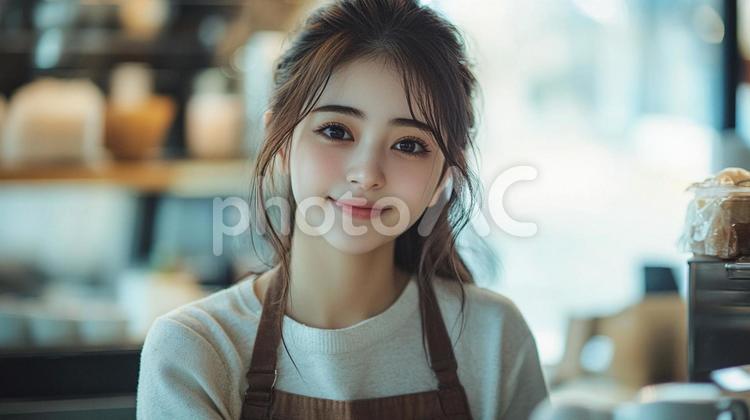 カフェで働く女性店員のイメージ 女性,人物,カフェの写真素材