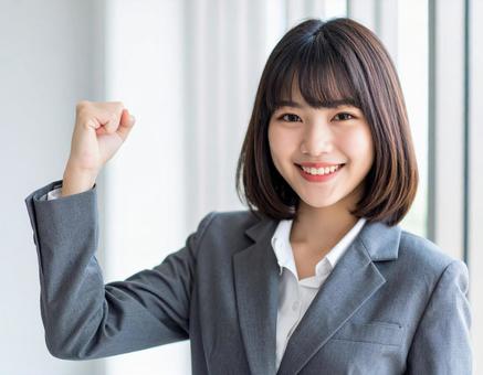 就活女性ガッツポーズ 就活女性ガッツポーズの写真