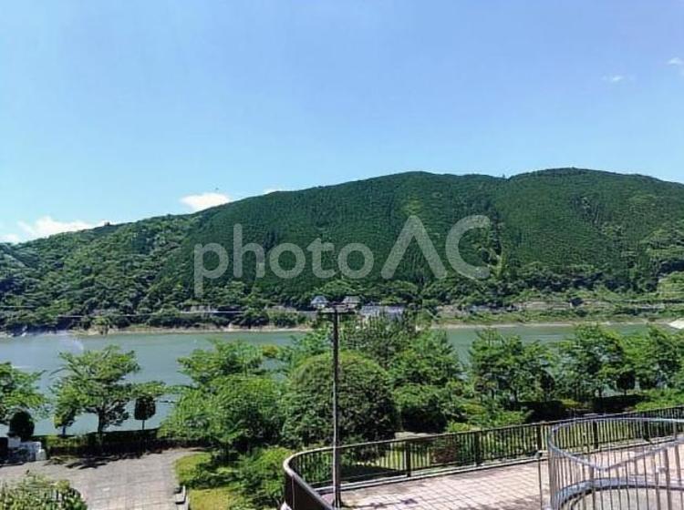 ダム湖の風景3 ダム湖,ダム,湖の写真素材