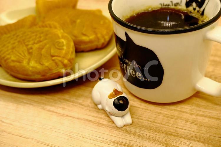 ほっとひといき3 たいやき,コーヒー,休憩の写真素材