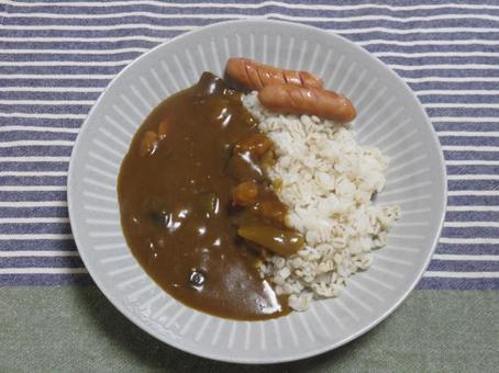 カレーライス カレー,ウインナー,昼食の写真素材