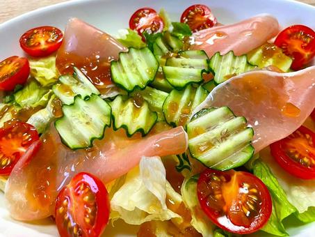 Photo, caesar salad, salad, roast ham, 