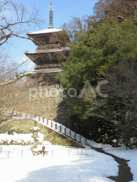 島根県-安来清水寺-三重塔 安来清水寺,瑞光山,寺の写真素材